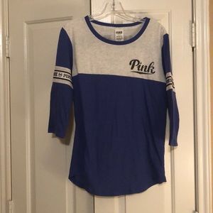 Pink 3/4 sleeve shirt.